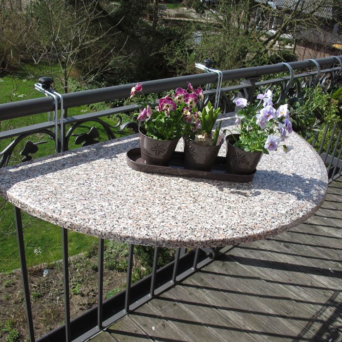 Skladany Stolik Balkonowy Videx Polokragly 51 X 102cm Terrazzo 16302 Batao