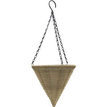 Zdjęcie Donica wisząca stożek Eve, pleciona z tw. sztucznego, beżowa, ø 24 cm W: 24cm