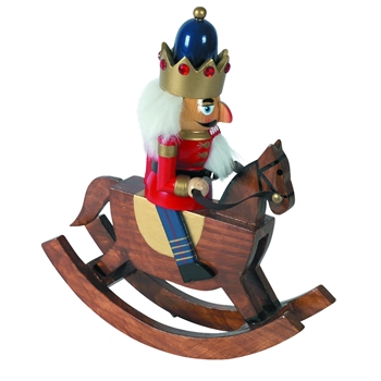 Zdjęcie Dziadek do orzechów Król na koniu, na biegunach W:25 cm, czerwony / brązowy