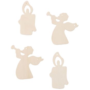 Zdjęcie Zawieszka drewniana -aniołki i świeczki, 8 cm