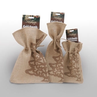 Zdjęcie Worki jutowe z choinką, naturalny / beżowy W:35 x S:24 cm