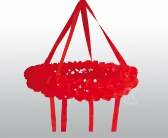 Zdjęcie Wieniec dekoracyjny z serduszkami, trudnopalny Wys:120cm, średnica 75 cm, czerwony