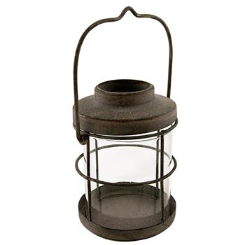 Zdjęcie Latarnia metalowa mini -Indra- W:12cm, średn. 8 cm, kolor szary antyk