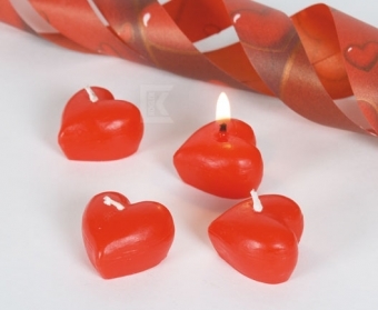 Zdjęcie Mini świeczki, Serduszko, wys. 2,5 cm, czerwone 6 szt.