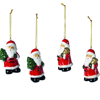 Zdjęcie Zawieszka ceramiczna Św. Mikołaj, malowana Wys. 6,4 cm, zestaw 4 sztuk