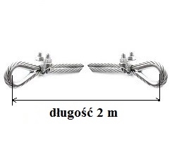 Zdjęcie Linka fi 3 mm z zaciskami kabłąkowymi 2 mb, zestaw