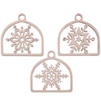 Zawieszka drewniana -Płatki śniegu w łuku 8 cm