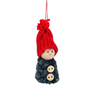 Zawieszka wełniana `Chłopiec` Wys: 8 cm, czerwony / szary