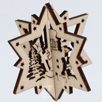 Zawieszka 3-D Gwiazda -Bałwan, Wys.6 x 6 cm