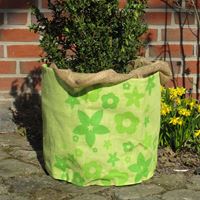 Donica z juty Ziel kwiaty, lamin, jziel,W:45xŚ55cm