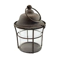 Latarnia metalowa mini -Magic- W:14 cm, średnica 10 cm, kolor szary-antyk