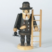 Figurka do kadzidełka, 18cm "Kominiarz" z fajką, czarny