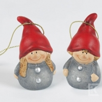 Zawieszka ceramiczna Krasnoludek kolor czerwono/szary 6,4 cm