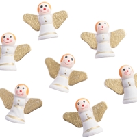Konfetti Mini aniołek, 24 szt H:2 cm bialy, złoty