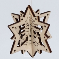 Zawieszka 3-D Gwiazda -Jeleń, Wys.6 x 6 cm