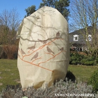 Worek z włókniny (50g/m kw.) "Ptaki", beżowy / brązowy, W:180 x S:120 cm, fi ok. 75 cm, z zamkiem błysk.