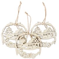 Zawieszka drewniana -Chatka w lesie, 8 cm
