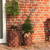 Donica z juty Lilia, brąz/lilie beż, W:45xŚ55 cm