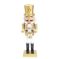 Dziadek do orzechów Dobosz W:25 cm, złoty / biały