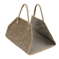 Jutowa torba na drewno kominkowe, naturalna/szara jodełka D:52 x S:35 x W:45 cm
