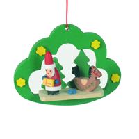 Zawieszka -Choinka i Święty Mikołaj, 7,5 x 7,5 cm, zielona