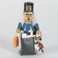 Figurka do kadzidełka, 15 cm "Listonosz" z fajką, niebieski