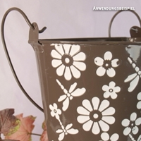 Zawieszana doniczka Capri, półokrągła, szarobrązowa-kwiaty 20x11x wys.20 cm (zestaw 2 szt.)