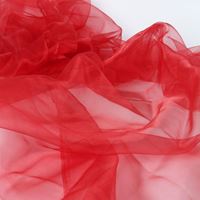 Organza - tkanina dekoracyjna D:200 x S:36 cm, czerwona