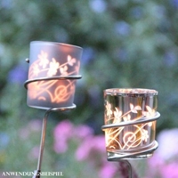Lampion do podgrzewacza, 2-sztuki, błyszczący, Kwiaty, kolor ciemnoszary