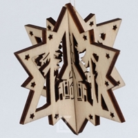 Zawieszka 3-D Gwiazda -Kościół, Wys.6 x 6 cm